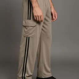 HRX by Hrithik Roshan Men Striped Mid-Rise Straight Fit Cargos Track Pant image 5