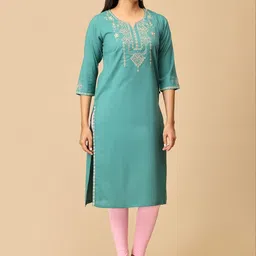 MAKEOVER FASHIONS Ethnic Motifs Embroidered V-Neck Thread Work Thread Work Kurti image 5