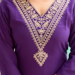 KALINI Women Ethnic Motifs Embroidered Regular Kurta with Trousers & With Dupatta image 4