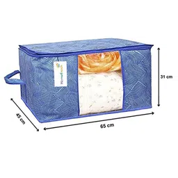 Home Fresh Set Of 4 Blue Printed Fabric Wardrobe Organisers image 4