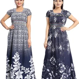 Inner Beats Women Pack Of 2 Multicoloured Cotton Blend Nightdress-image-97