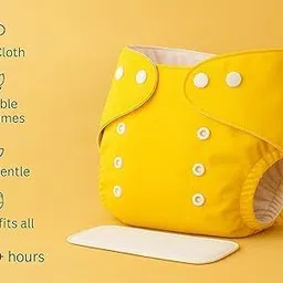 ramyaa enterprises Button Diaper +Insert/yellow image 3