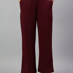Cantabil Women Slip-On Pleated Parallel Trousers-picture-37