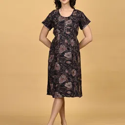 GOLDSTROMS Women Floral Print Maternity A-Line Midi Dress-image-80