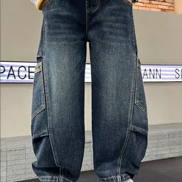 LULU & SKY Boys Wide Leg Mid-Rise Light Fade Stretchable Jeans-picture-47