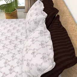 THE WHITE MOSS Christe White Printed 220 TC Cotton King Bedsheet Set-2.75 m x 2.50 m image 4