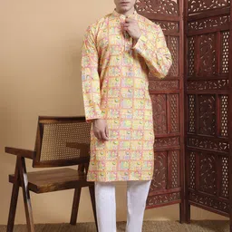 House of Pataudi Men Printed Straight Kurta-picture-32