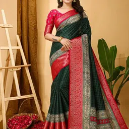 HI FI NX Checked Silk Cotton Kanjeevaram Saree-picture-17