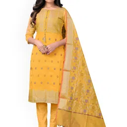 Maroosh Floral Embellished Zari Banarasi Jacquard Unstitched Dress Material-image-85
