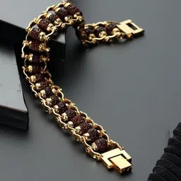 MEENAZ Men Gold Plated Stainless Steel Link Bracelet-picture-29
