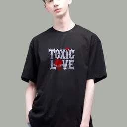 Uniplanet store Typography Printed Round Neck Cotton Oversized T-shirt-image-5