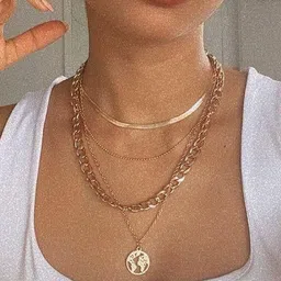 Arzonai Gold Plated Layered Chain Necklace-picture-30