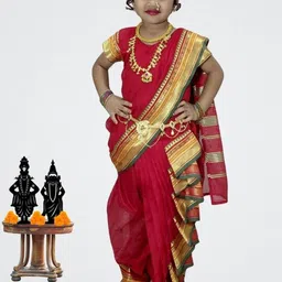 Mom and Me Girls Art Silk Sarees-picture-33
