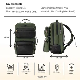THE HOLISTIK Men Padded Back Strap Backpack with USB Charging Port image 4