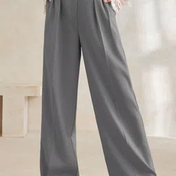 Chemistry Women Relaxed Straight Leg High-Rise Pleated Trousers-picture-28