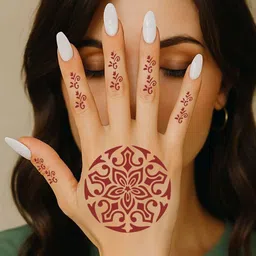 VOORKOMS Set Of 3 Mehndi Stencil Sticker Designs With Detailed Floral & Leaf image 4