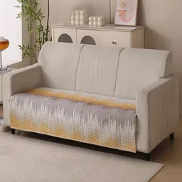 HOUSE OF QUIRK Gold-Toned & Grey Printed Other 1 Piece Sofa Cover-picture-23