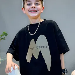 FOREVER FRIDAY Boys Typography Round Neck Drop shoulder Cotton Oversized Fit T-shirt-picture-33