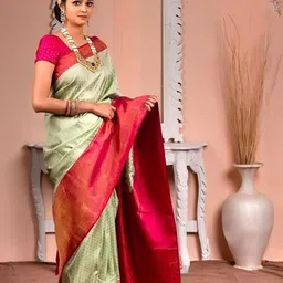 BerMondsey Woven Design Zari Silk Blend Banarasi Saree-picture-52