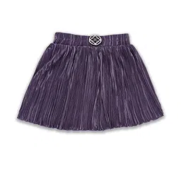 Girls Accordion Pleated Satin Flared Skirt-image-20