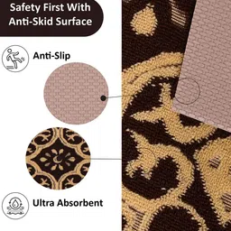 Kuber Industries 3-Pcs Brown 7 Beige Jacquard Rectangular Anti-Skid Doormats image 5