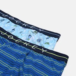 Jockey Boys Pack Of 2 Combed Cotton Front Open Fly Printed Trunks image 3