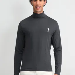 U.S. Polo Assn. Denim Co. Men Solid Turtle Neck Cotton Slim Fit T-shirt-picture-25