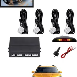 maties 4Pcs White Reverse Parking Sound Warning sensor for car Protection-277 Car Reverse Parking White 4 Sensor With LED Display/Buzzer -277 Parking Sensor-picture-38