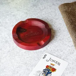 Pravah Wooden Ashtray | Handcrafted Sheesham Wood Round Cigar/Cigarette Ashtray Maroon Wood Ashtray-picture-46