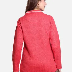 manavinternational Women Embroidered Round Neck Pink Sweater image 2
