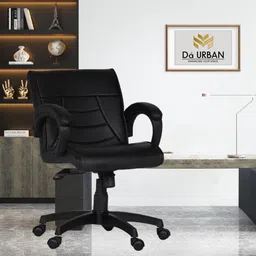 da urban Haven Black Revolving | Mid Back | Ergonomic | Home & Office | Leatherette Office Executive Chair-picture-26