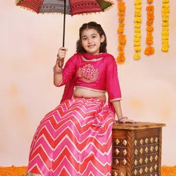 Bitiya by Bhama Girls Embroidered Ready to Wear Lehenga & Blouse With Dupatta image 3