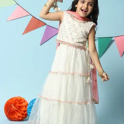 Biba Girls Embroidered Ready to Wear Lehenga & Blouse With Dupatta image 5
