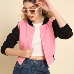 TANDUL Colourblocked Lightweight Crop Bomber Jacket image 3