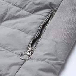 Campus Sutra Women Grey Checked Windcheater Puffer Jacket with Patchwork image 2