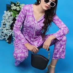 Popwings Floral Printed V-Neck Top With Trousers image 5