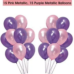 fun and flex Purple and Pink Birthday Decoration Combo Kit with White net Curtain and Light image 4