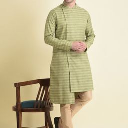 TABARD Men Striped Pure Cotton Kurta With Churidar Pant-picture-32