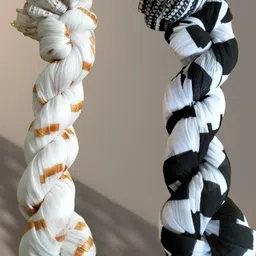 roundx Lycra Blend Printed White, Yellow Women Dupatta-picture-11