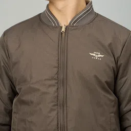 Duke Men Stand Collar Solid Reversible Bomber Jacket image 2