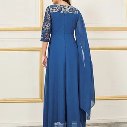 Miss Chase Women Embellished V-Neck Asymmetric Georgette Maxi Dress image 2