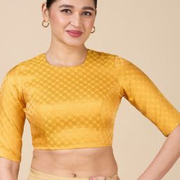 Studio Shringaar Woven Design Brocade Round Neck Saree Blouse-picture-43