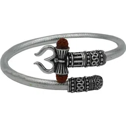 Divine souvenirs Unisex Stainless Steel Silver-Plated Rudrakasha Wraparound Bracelet-picture-24