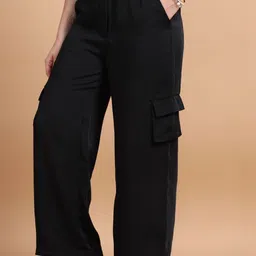 GLAM & CHIQUE Women Relaxed Cargos Trousers-picture-16