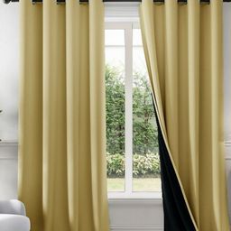 HOMEMONDE Gold-Toned & Black 2 Pieces Black Out Door Curtains-picture-16