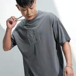 HIGHLANDER Embroidered Drop-Shoulder Sleeves Cotton T-shirt-picture-22