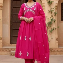 Philauri Women Ethnic Motif Embroidered Thread Work Kurta with Trousers & Dupatta-picture-13