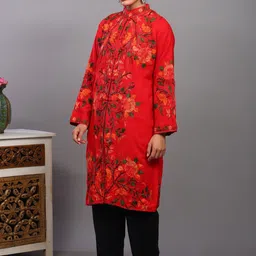 Exotic India Women Floral Embroidered Woollen Longline Tailored Jacket image 5