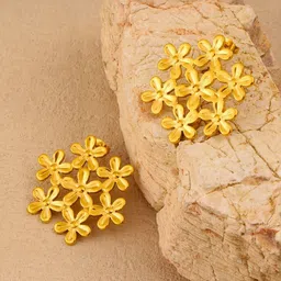MEENAZ Stainless Steel 18kt Gold-Plated Floral Shaped Korean Studs-image-73