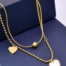Estailo fashion Gold-Plated Artificial Stone Studded Heart Necklace-picture-55
